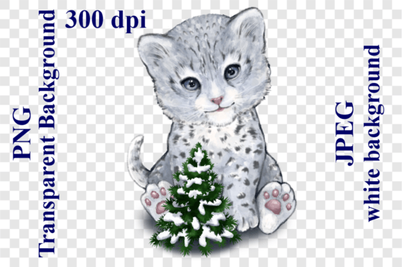 Download Cartoon Cute Snow Leopard Christmas Tree - Cartoon Collection