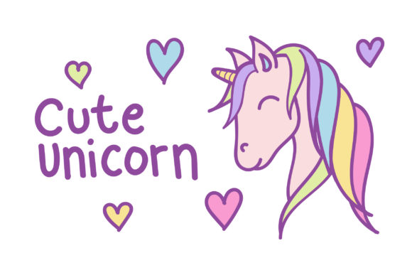 Download Cute Unicorn Cartoon with Love Graphic - Cartoon Collection