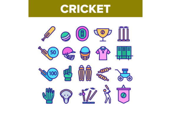 Download Cricket Collection Game Elements Icons - Game Collection