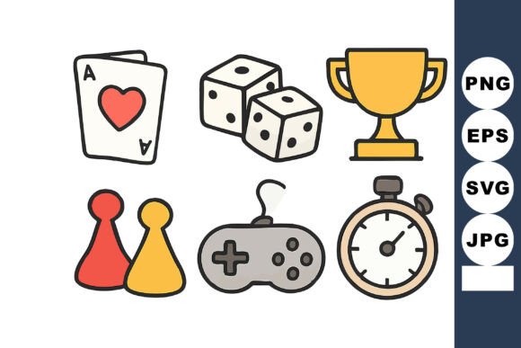 Download Game Elements with Playing Cards Dice Tr - Game Collection